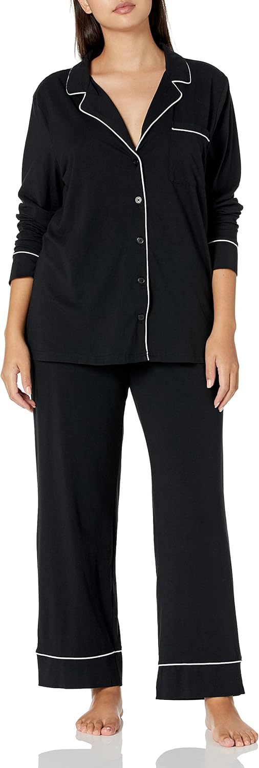 Women Cotton Modal Long-Sleeve Shirt and Full-Length Bottom Pajama Set