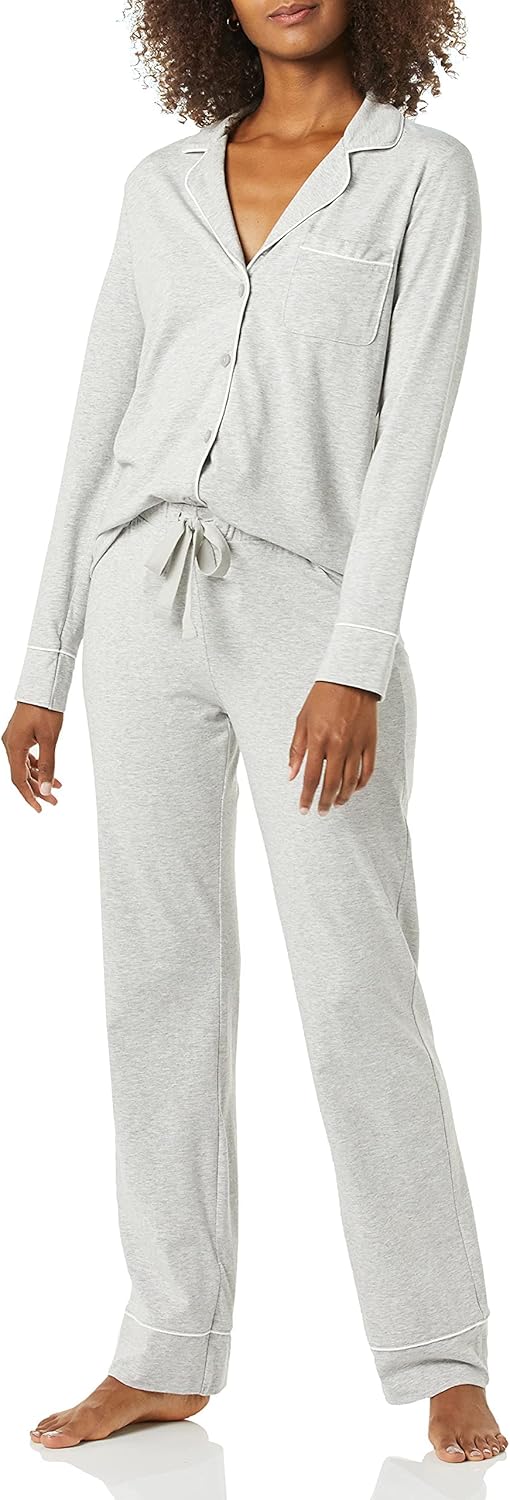 Women Cotton Modal Long-Sleeve Shirt and Full-Length Bottom Pajama Set
