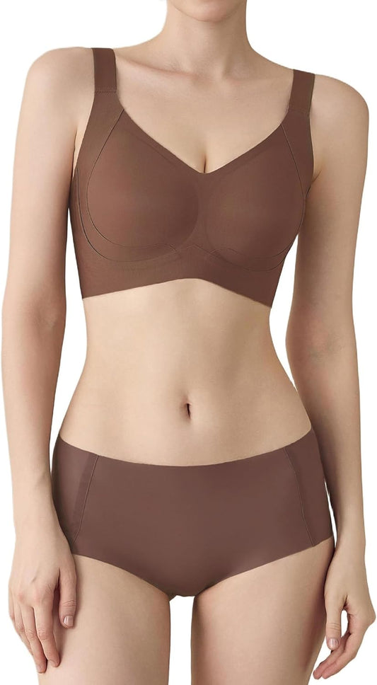 Bra and Panty Set Push-Up and Sports, Seamless Breathable Wireless Underwear Lingerie, Comfortable Intimate for Everyday Wear