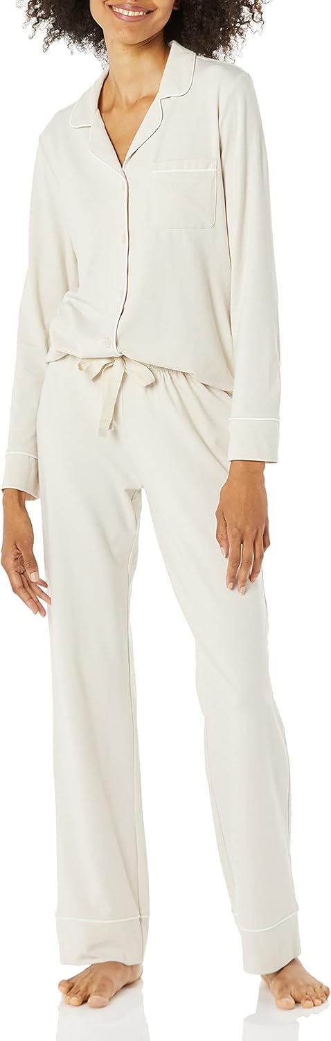 Women Cotton Modal Long-Sleeve Shirt and Full-Length Bottom Pajama Set