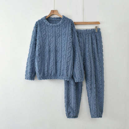 Fuzzy Pajamas for Women Set Winter Warm Fluffy Loungewear Soft Fleece Pjs 2 Piece Ladies Plush Sleepwear Lounge Sets