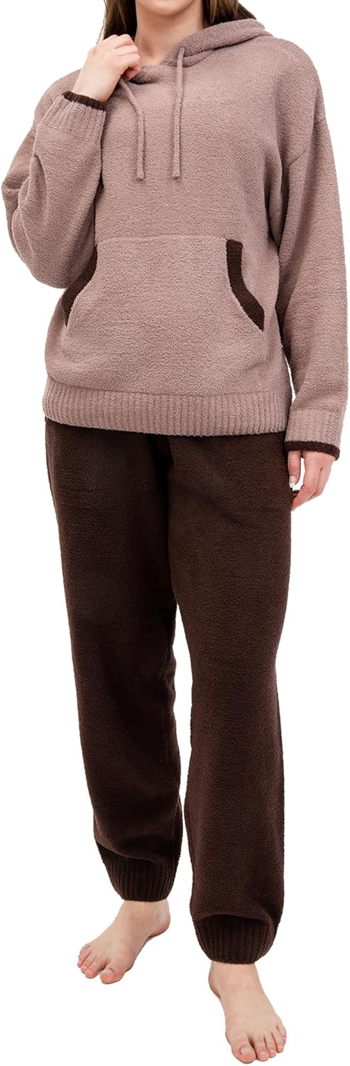 Fleece Pajamas Women Fuzzy Warm Pjs Winter Soft Comfy Lounge Sets Long Sleeve Tops and Pants Sleepwear