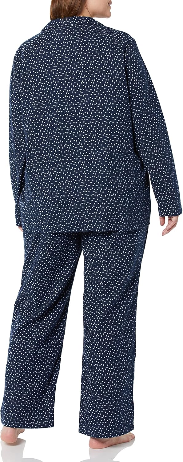 Women Flannel Long-Sleeve Button Front Shirt and Pant Pajama Set